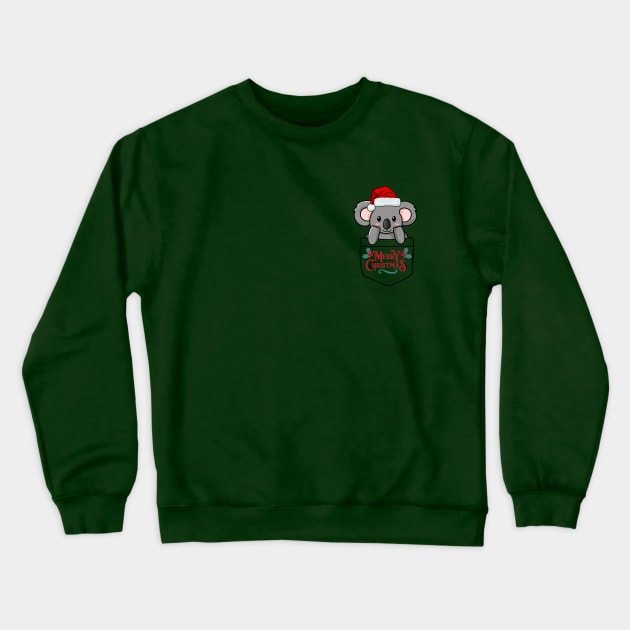 Cute Christmas koala popping out of the pocket Crewneck Sweatshirt by Rubi16